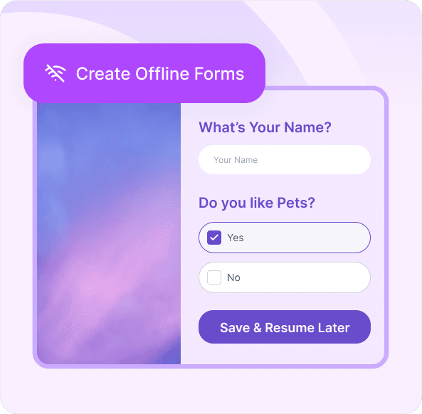 a mockup of Formester's partial and offline features